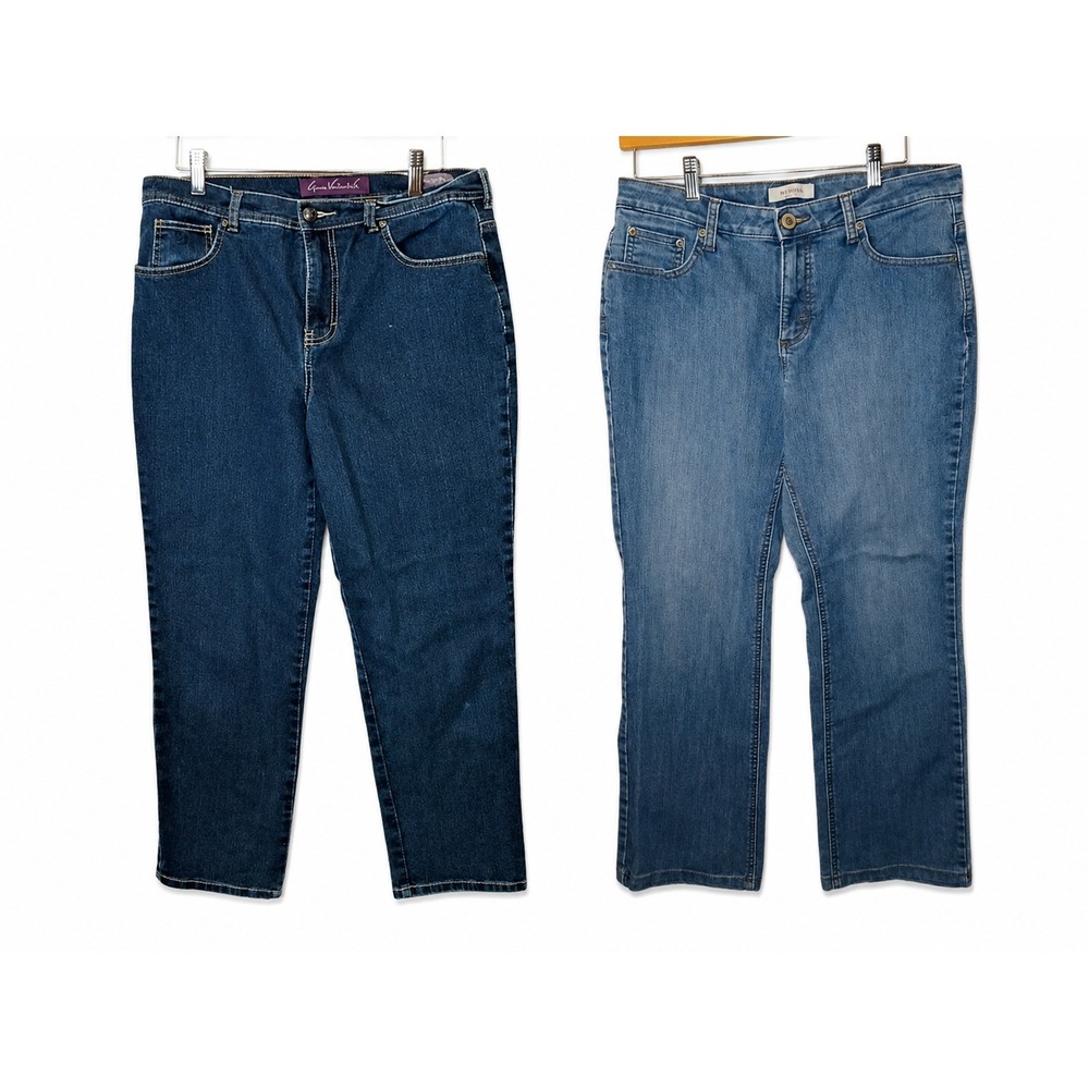 Womens High Rise Mom Jeans Bundle Gloria Vanderbilt Merona Denim Straight Sz 12